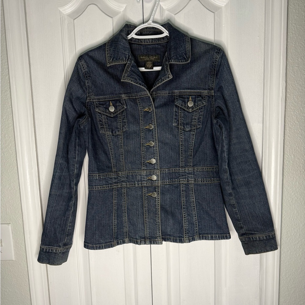 Banana Republic Blue Jean Jacket Fitted Tailored Design